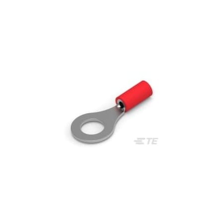Te Connectivity Ring Terminal, 1/4 in Stud Size, 16 AWG, 600 V, Vinyl Insulated, Red 34150